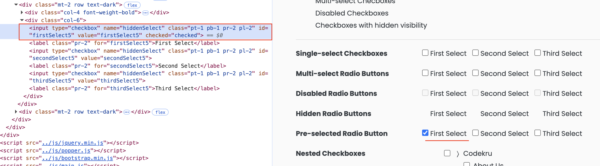Already selected checkbox
